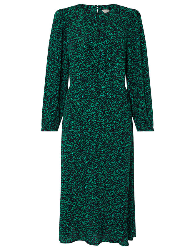 Animal Print Midi Dress in LENZING™ ECOVERO™, Green (DARK GREEN), large
