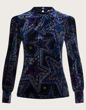 Serenity Velvet Blouse, Black (BLACK), large