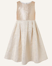 Adelaide Jacquard Dress and Jacket Set , Gold (GOLD), large