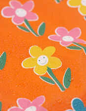 Frugi Floral Puddle Buster Raincoat, Orange (ORANGE), large
