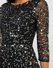  Amber Heart Sequin Midi Dress, Black (BLACK), large