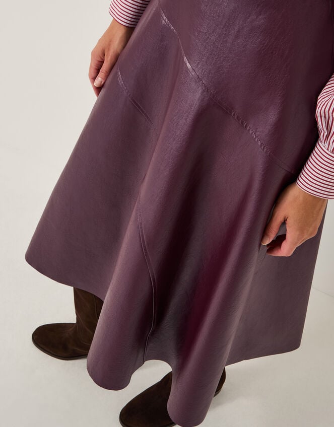 Marnie Faux Leather Midi Skirt, Red (BURGUNDY), large