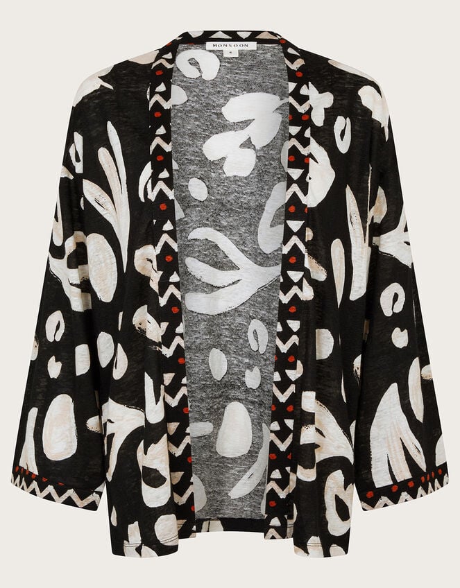 Rosa Print Linen Cover Up, Black (BLACK), large
