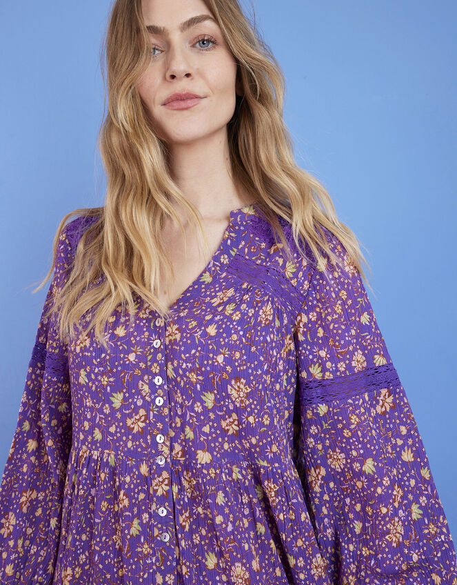 East Lana Crinkle Print Dress, Purple (PURPLE), large