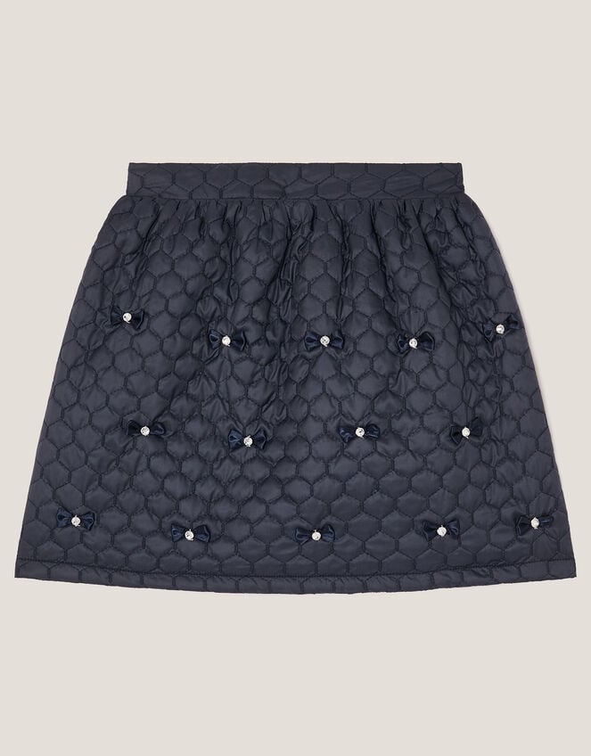 Bow Quilted Skirt, Blue (NAVY), large