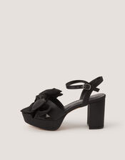 Grace Bow Satin Platform Heels, Black (BLACK), large