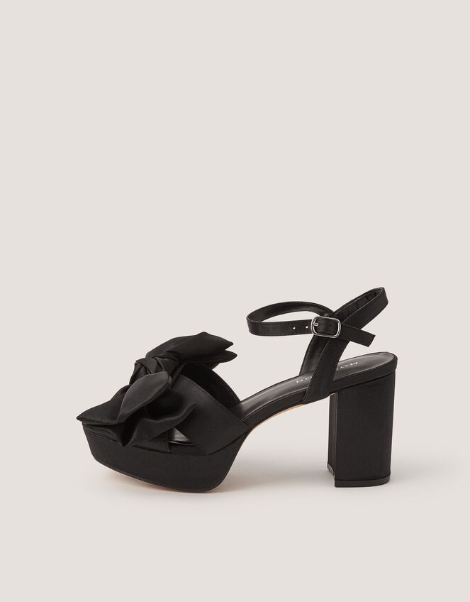 Grace Bow Satin Platform Heels, Black (BLACK), large
