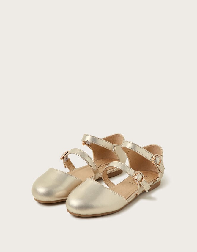 Two Strap Ballet Flats, Gold (GOLD), large