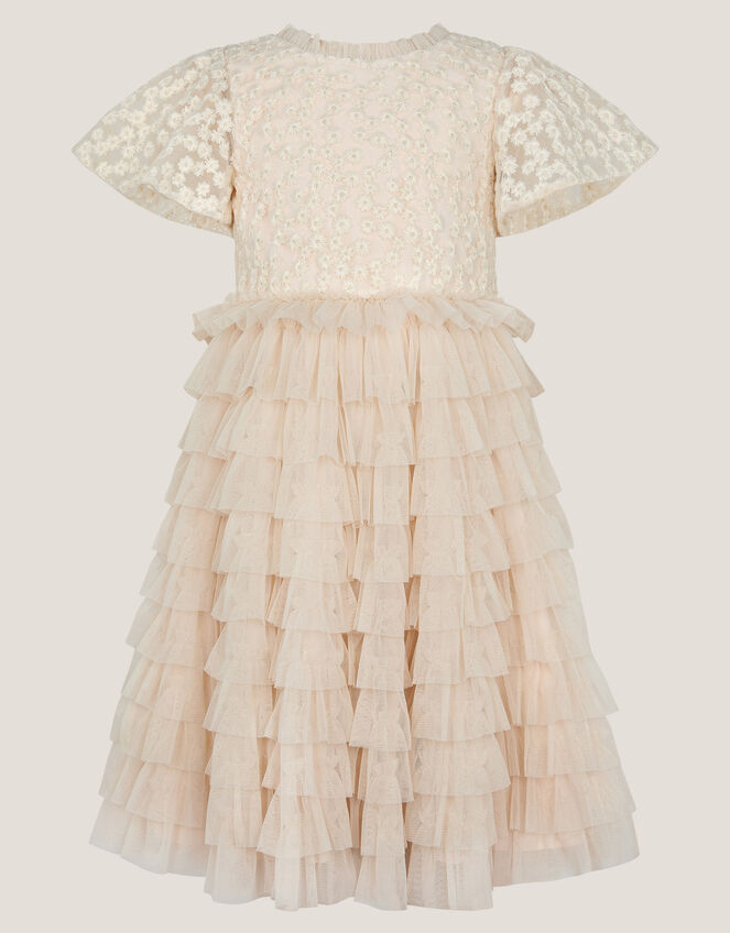 Taylor Daisy Embroidered Party Dress, White (WARM IVORY), large