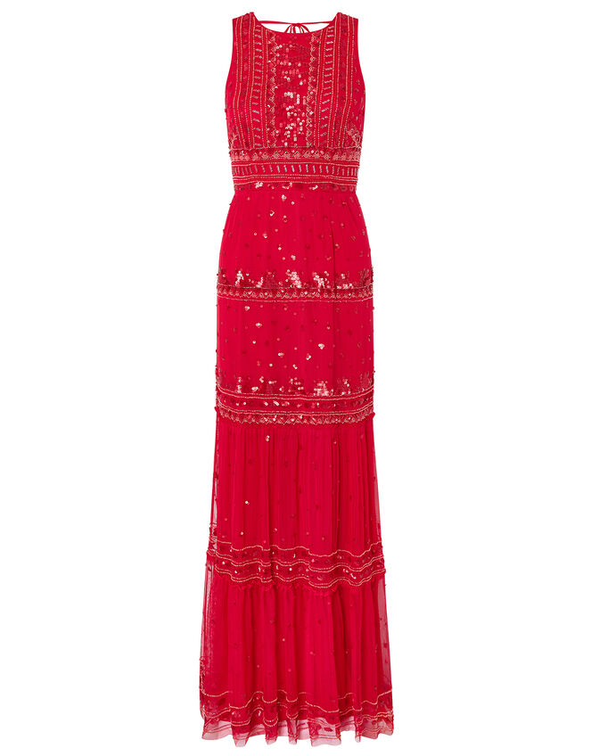 Sai Sustainable Embellished Maxi Dress, Red (RED), large