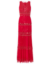 Sai Sustainable Embellished Maxi Dress, Red (RED), large