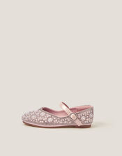 Rhinestone Pearl Embellished Ballet Flats, Pink (PINK), large