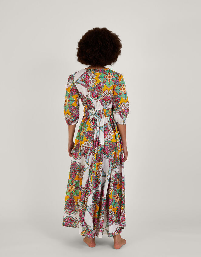 Paisley Scarf Print Maxi Dress in Sustainable Cotton, Multi (MULTI), large