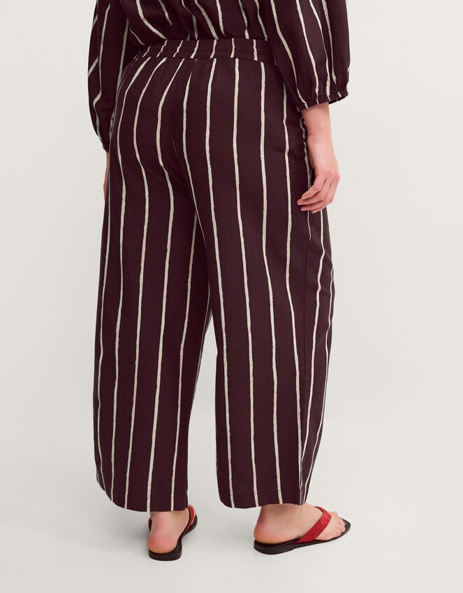 Callie Thorpe x Monsoon Stripe Linen Blend Wide Leg Trousers, Brown (BROWN), large