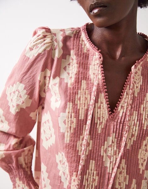 East Kaira Abstract Pintuck Top, Pink (BLUSH), large