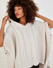 Hooded Poncho, Ivory (IVORY), large