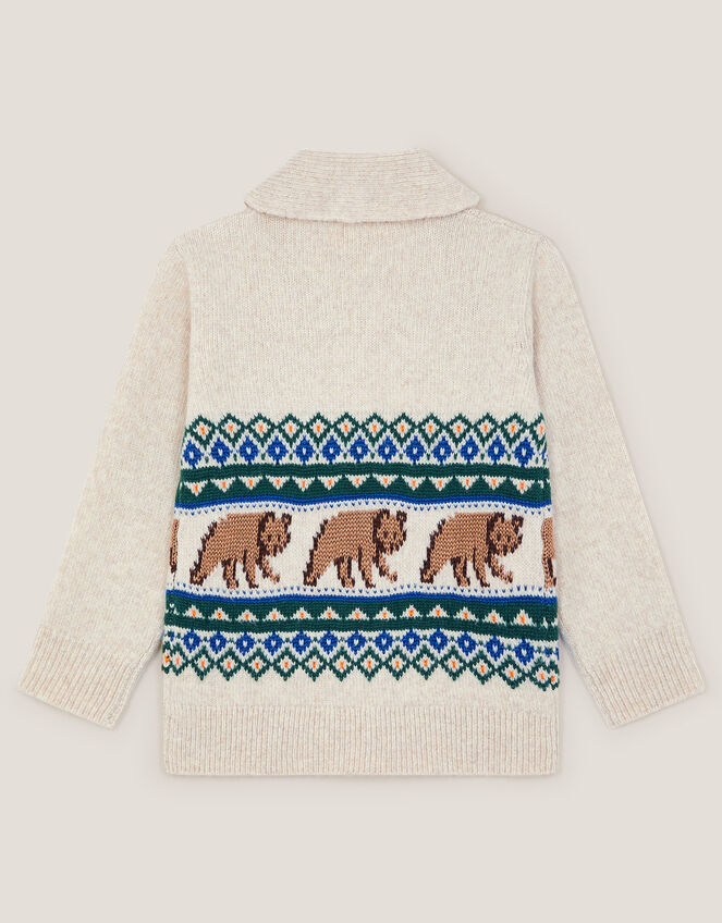 Bear Fair Isle Cardigan, Ivory (IVORY), large
