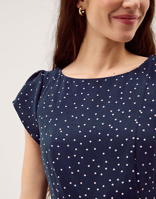 Caitie Polka Dot Midi Dress, Blue (NAVY), large