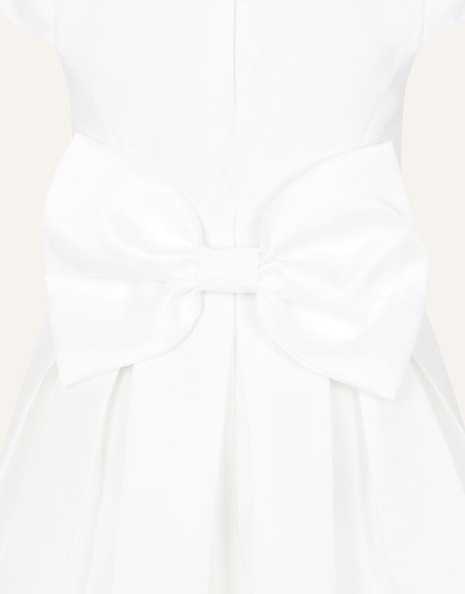Katharine Duchess Twill High-Low Dress, Ivory (IVORY), large