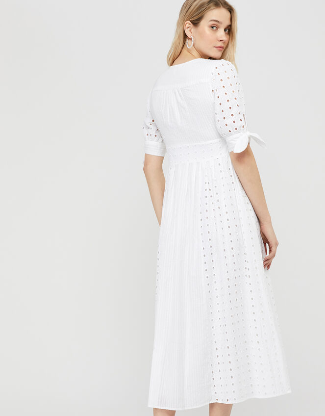 Dolly Schiffli Midi Dress, White (WHITE), large