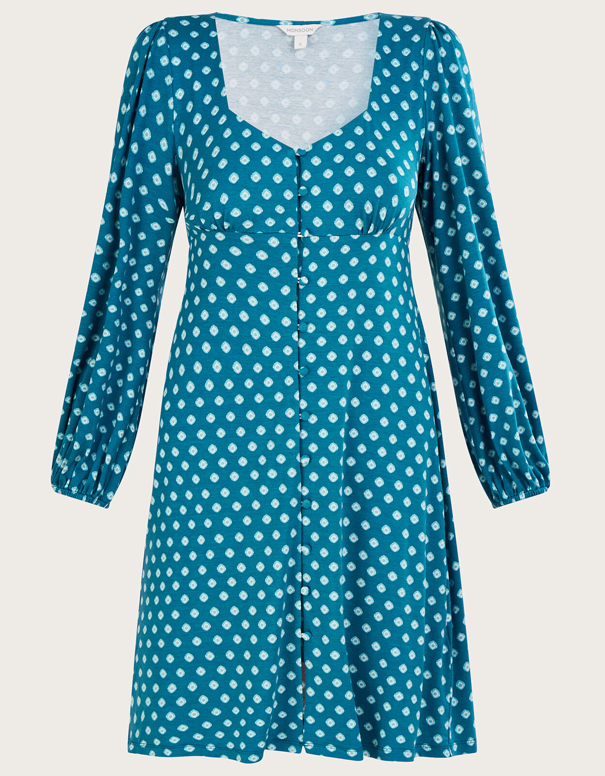 Monsoon blue polka dot dress sale