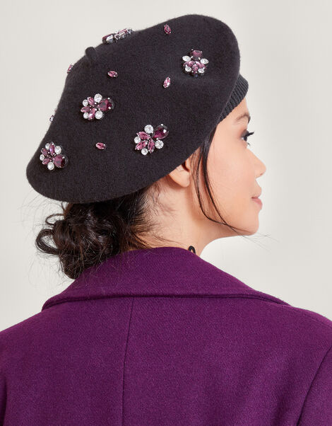 Diamante Wool Beret, , large