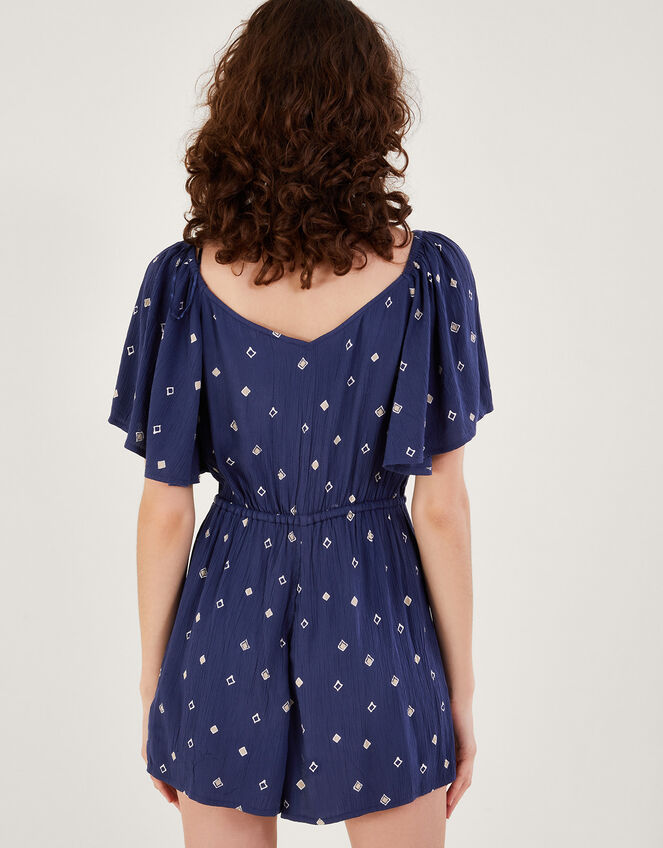 Motif Print Romper, Blue (NAVY), large