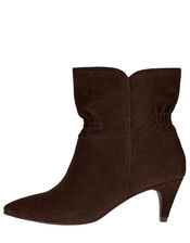 Ruched Suede Ankle Boots, Brown (CHOCOLATE), large