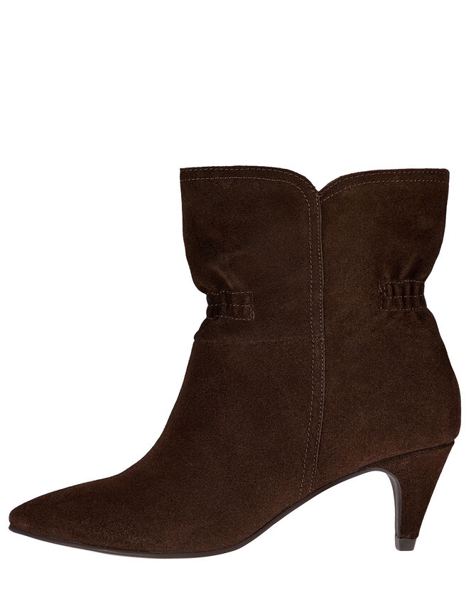 Ruched Suede Ankle Boots, Brown (CHOCOLATE), large