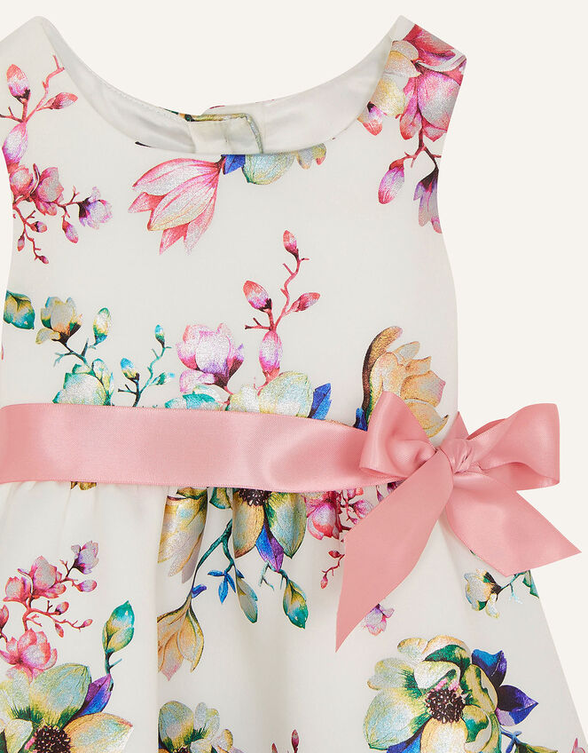 Baby Foil Floral Scuba Dress, Ivory (IVORY), large