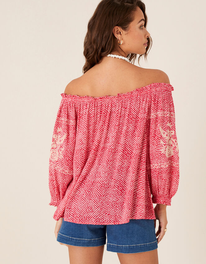 Printed Off-Shoulder Top, Pink (PINK), large