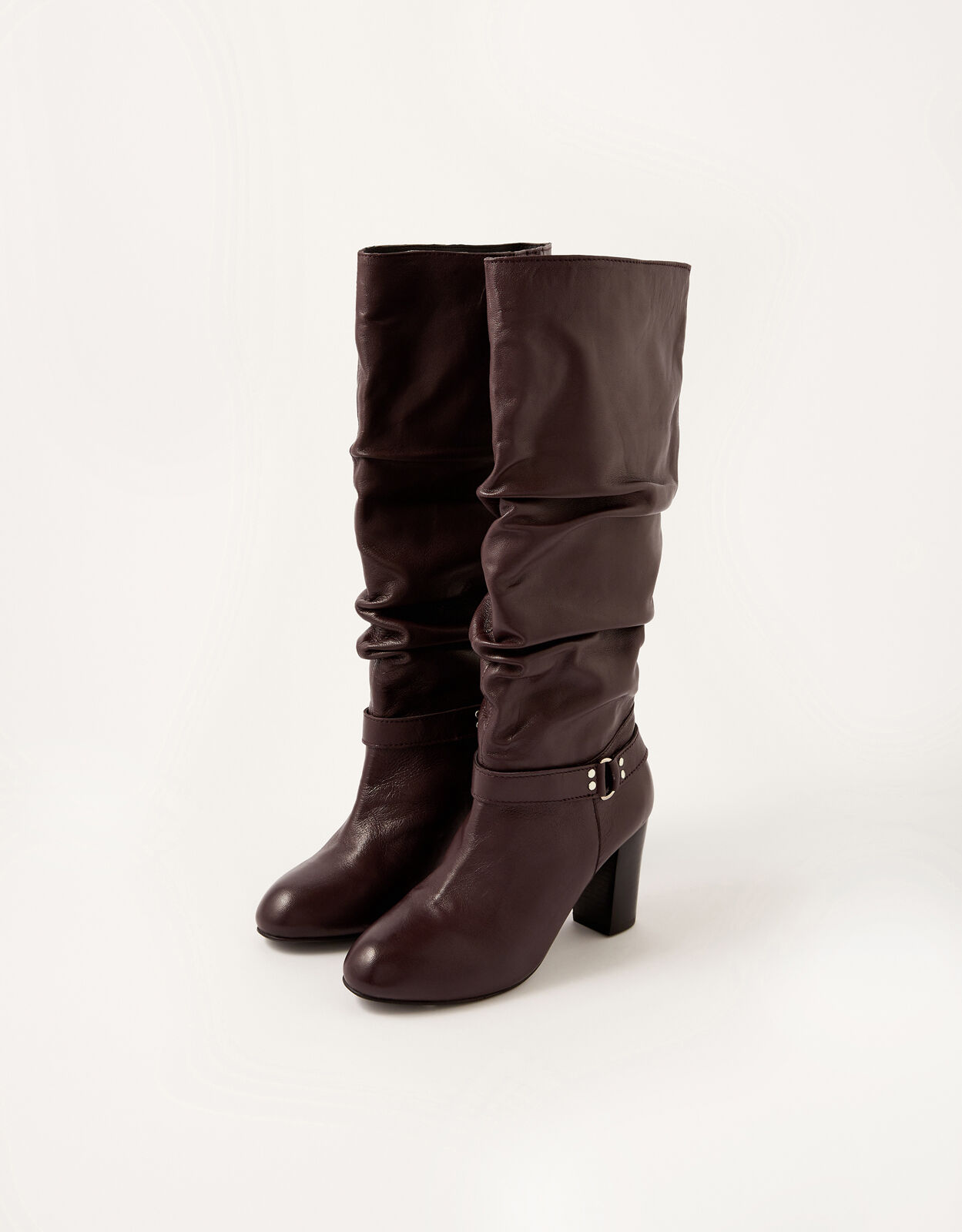 red leather slouch boots