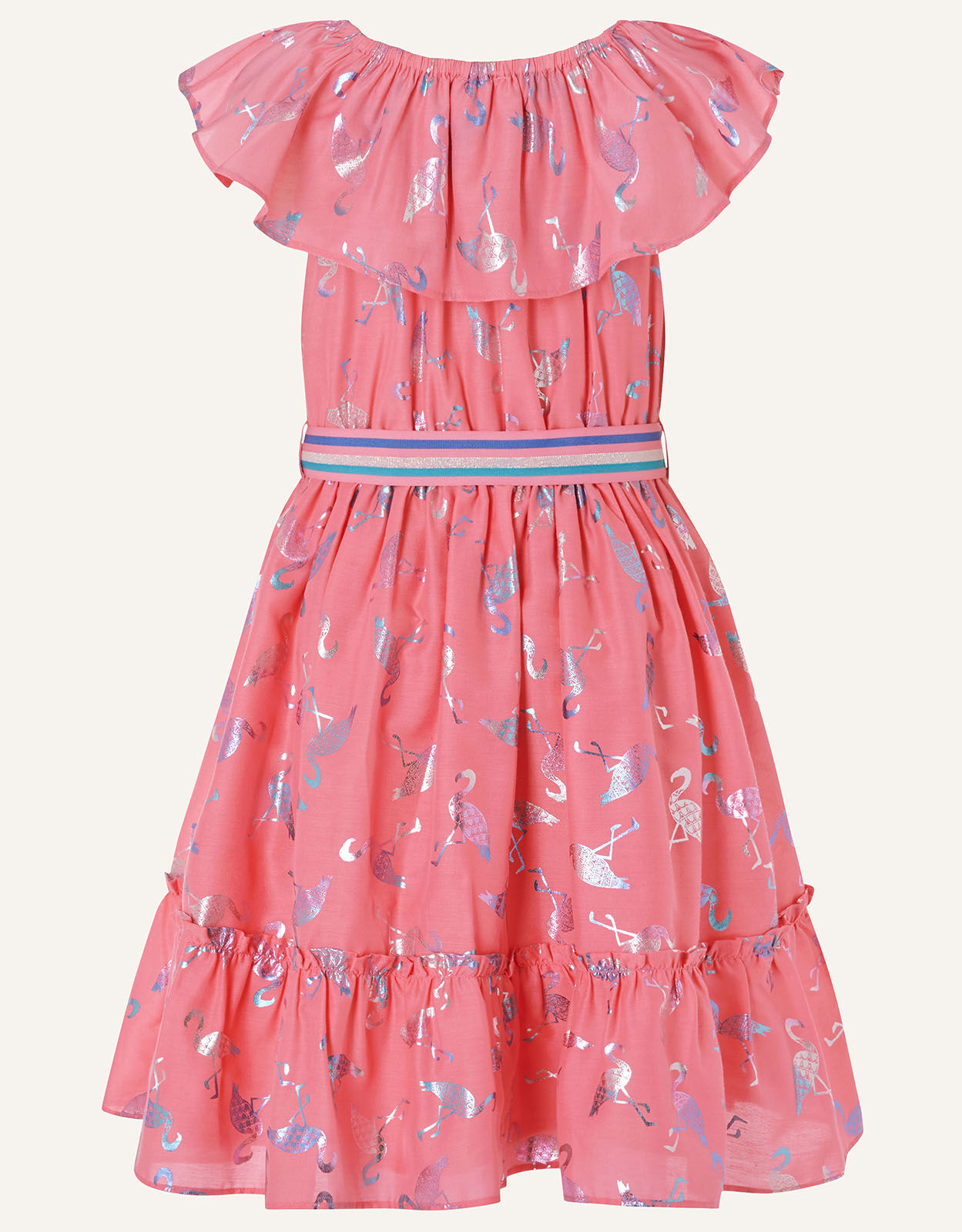 Flamingo Foil Frill Dress Orange