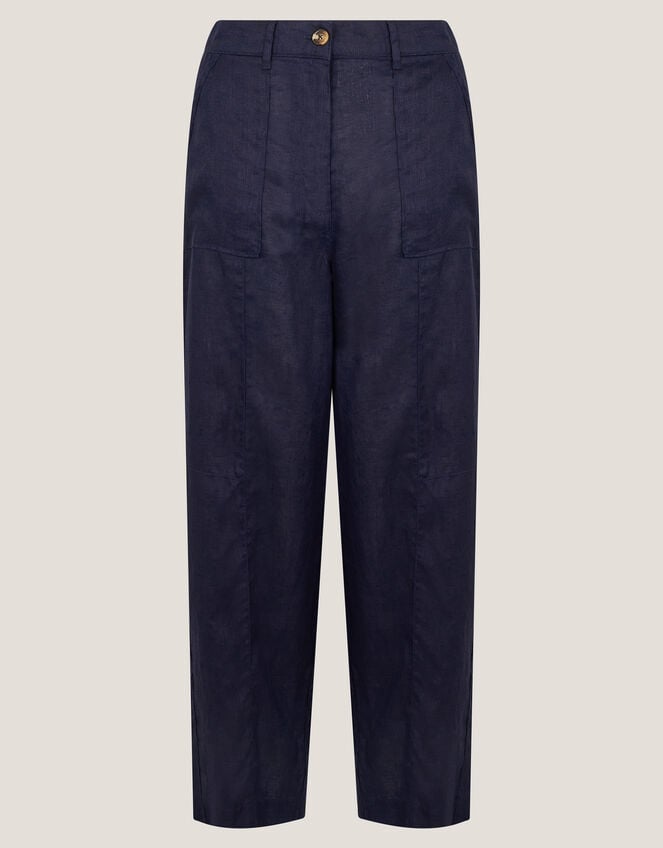 Jolie Regular Linen Wide Leg Trousers, Blue (NAVY), large