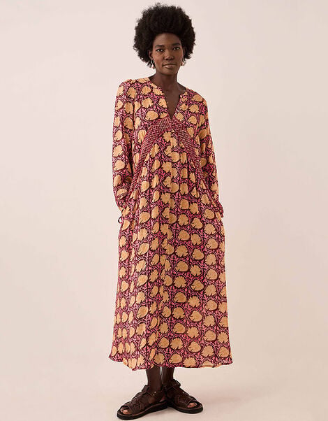 East Zinnia Floral Print Lightweight Dress, Red (BERRY), large