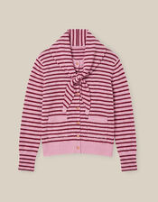 Shola Stripe Cardigan & Scarf, Pink (PINK), large