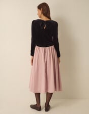 Taylor Two Tone Velvet Taffeta Midi Dress , Pink (PINK), large