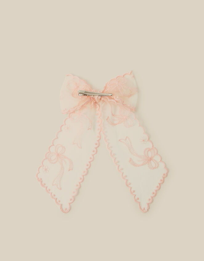 Lacey Scallop Bow Hair Clip, , large