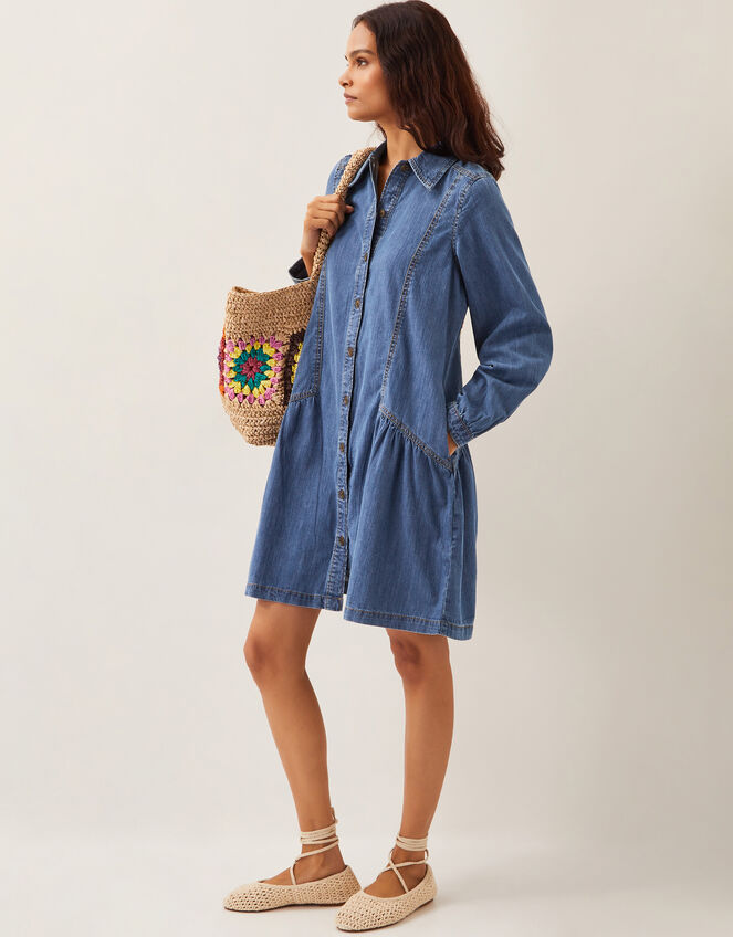 Isla Denim Shirt Dress, Blue (DENIM BLUE), large