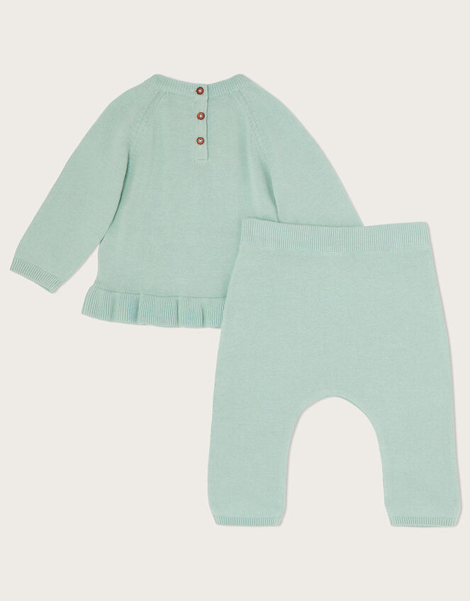 Newborn Ditsy Bunny Knit Top and Legging Set, Blue (AQUA), large