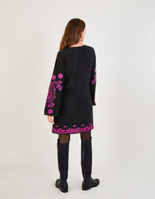 Christina Embroidered Tunic Dress, Black (BLACK), large
