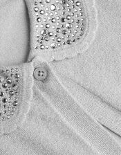 Gem Collar Cardigan, Silver (SILVER), large