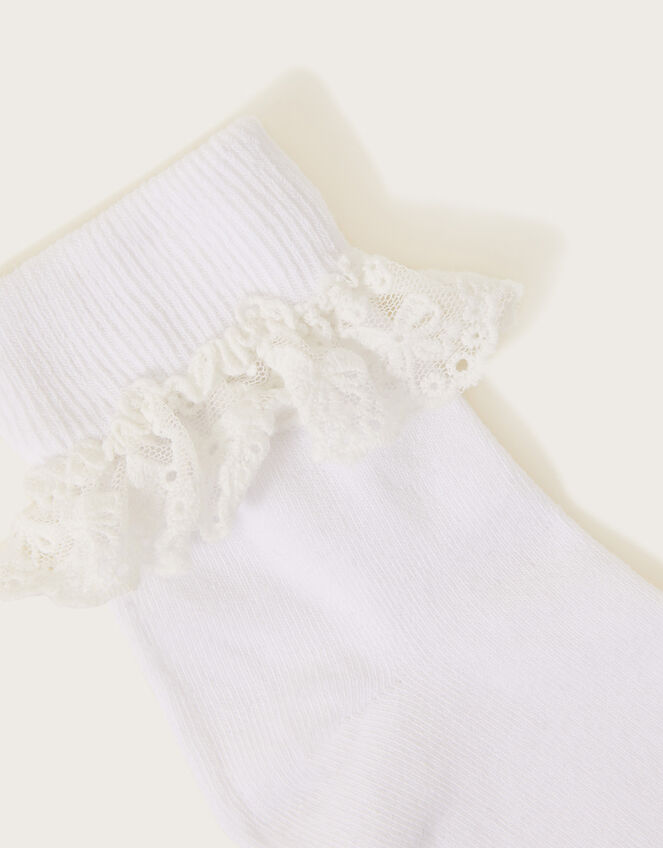 Flower Lace Socks, White (WHITE), large