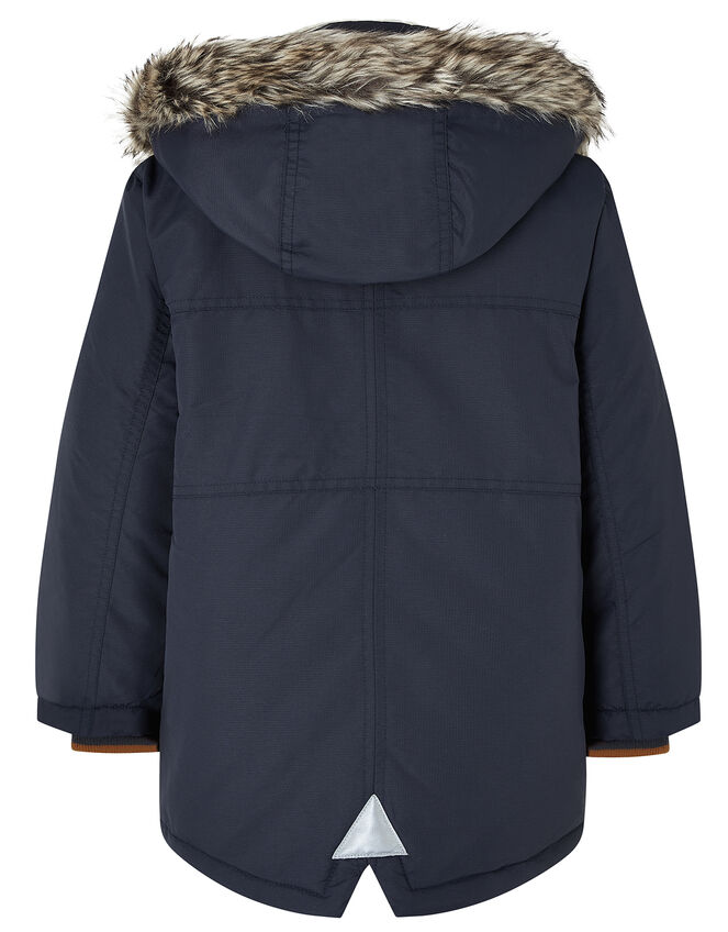 Boys Navy Parka Coat, Blue (NAVY), large
