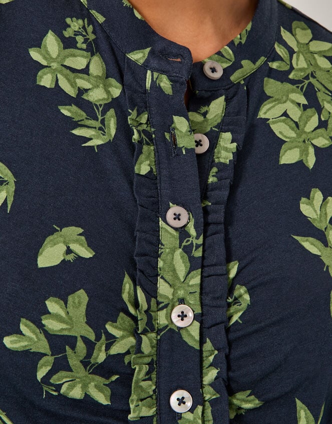 Joules Floral Print Jersey Shirt, Blue (NAVY), large