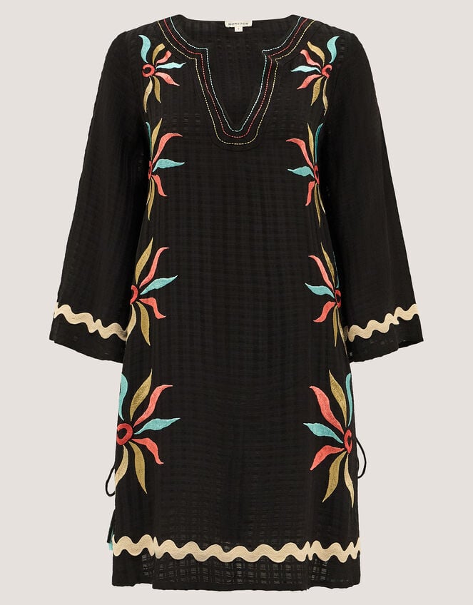 Bonnie Embroidered Mini Kaftan, Black (BLACK), large
