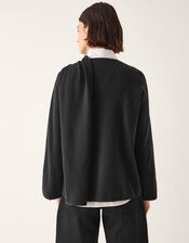 Simmi Asymmetrical Scarf Cardigan, Blue (NAVY), large