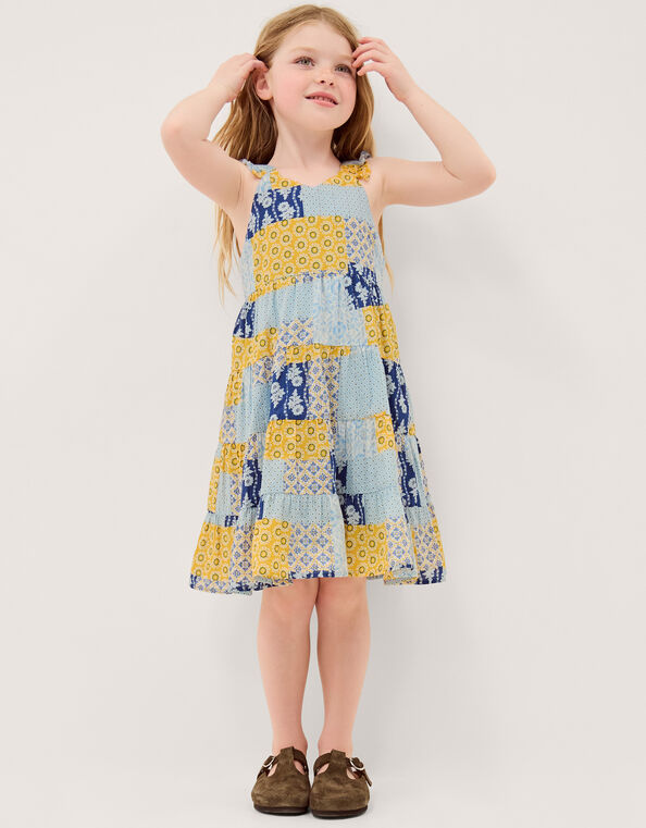 Pia Patchwork Print Dress , Blue (BLUE), large