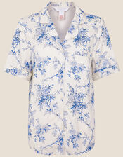Bird Floral Pyjama Top, Ivory (IVORY), large