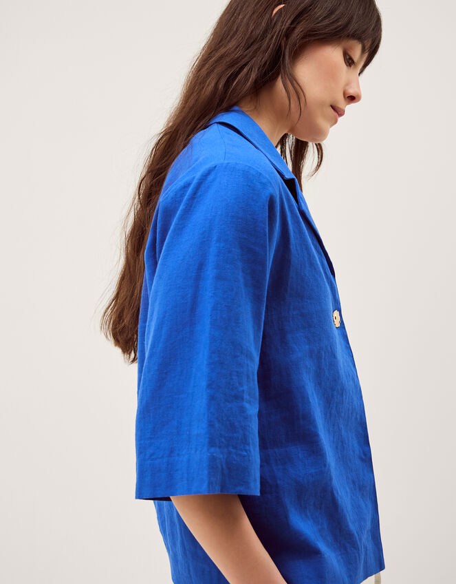 Emily Linen Blend Shirt, Blue (COBALT), large